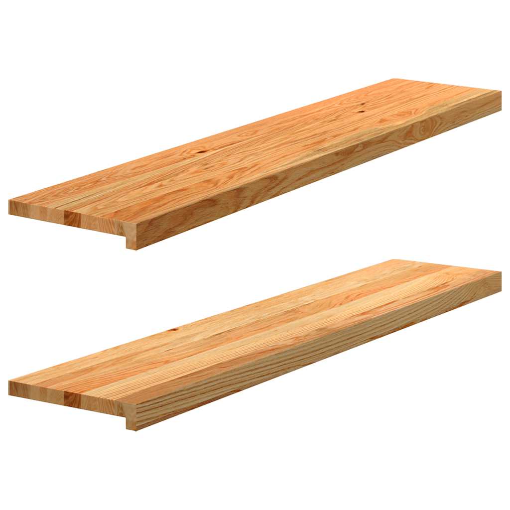 Vidaxl Window Sills, 2-piece Set, Light Brown, 120x25x2 Cm, Solid Oak Wood, Window Shelf, Wooden Stair Tread, Wooden Window Shelf, Oak Wood Window Sill