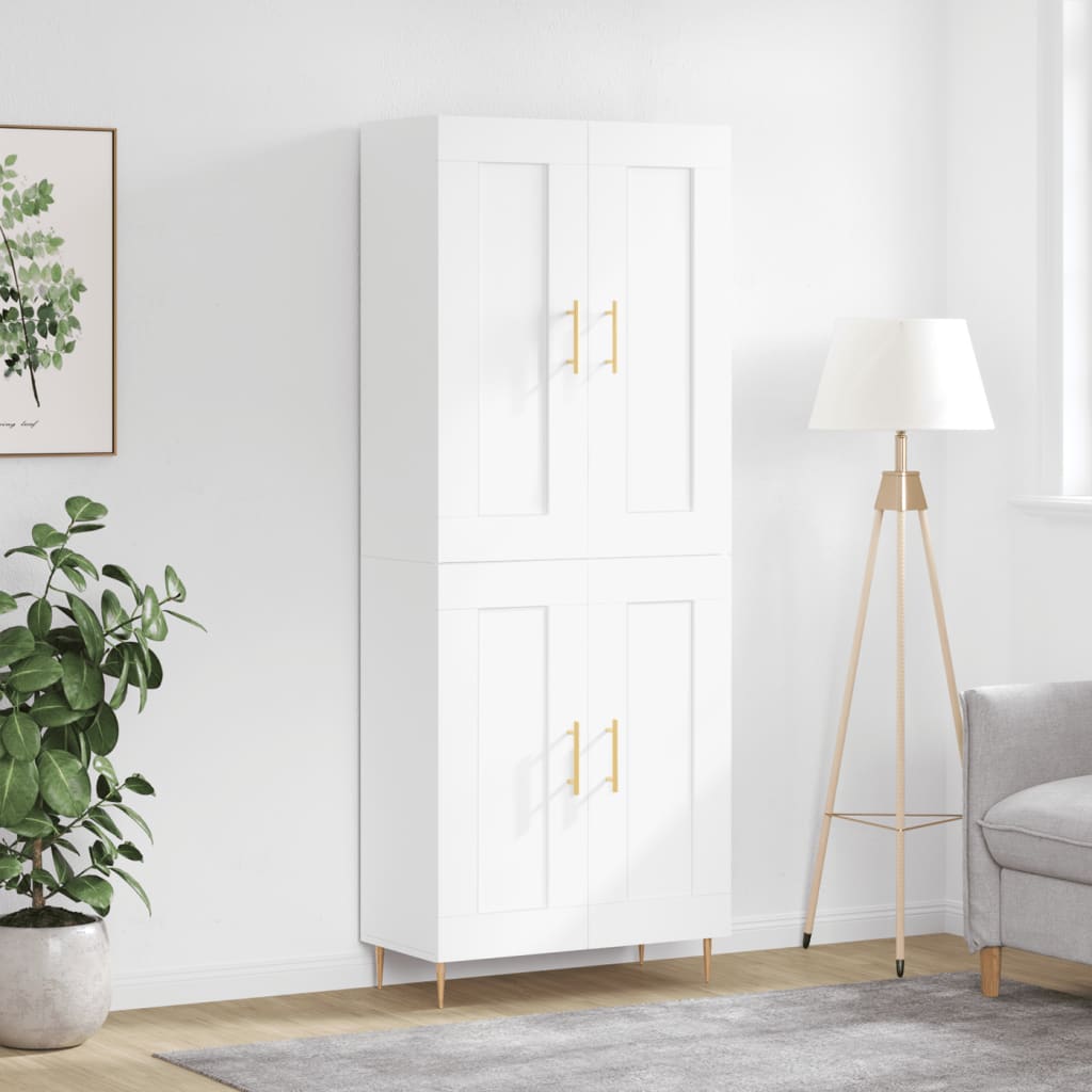 Image of Vidaxl , Sideboard With Of Storage Space, Dresser Cabinet For Living Room, Serving Trolley Iron Legs, Modern, White Wood