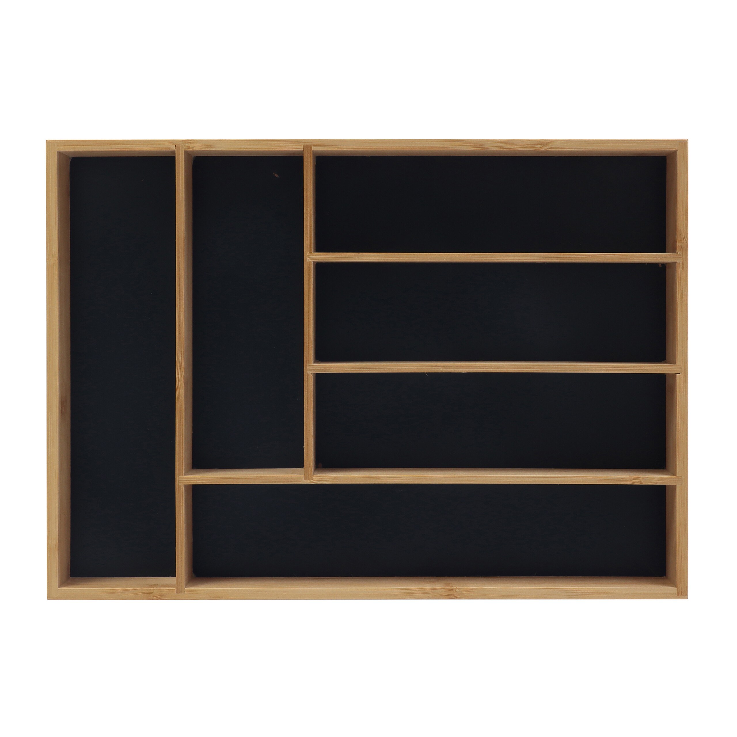 Cutlery Box In Natural/black - (w)35.5 X (h)5 X (d)25.5 Cm