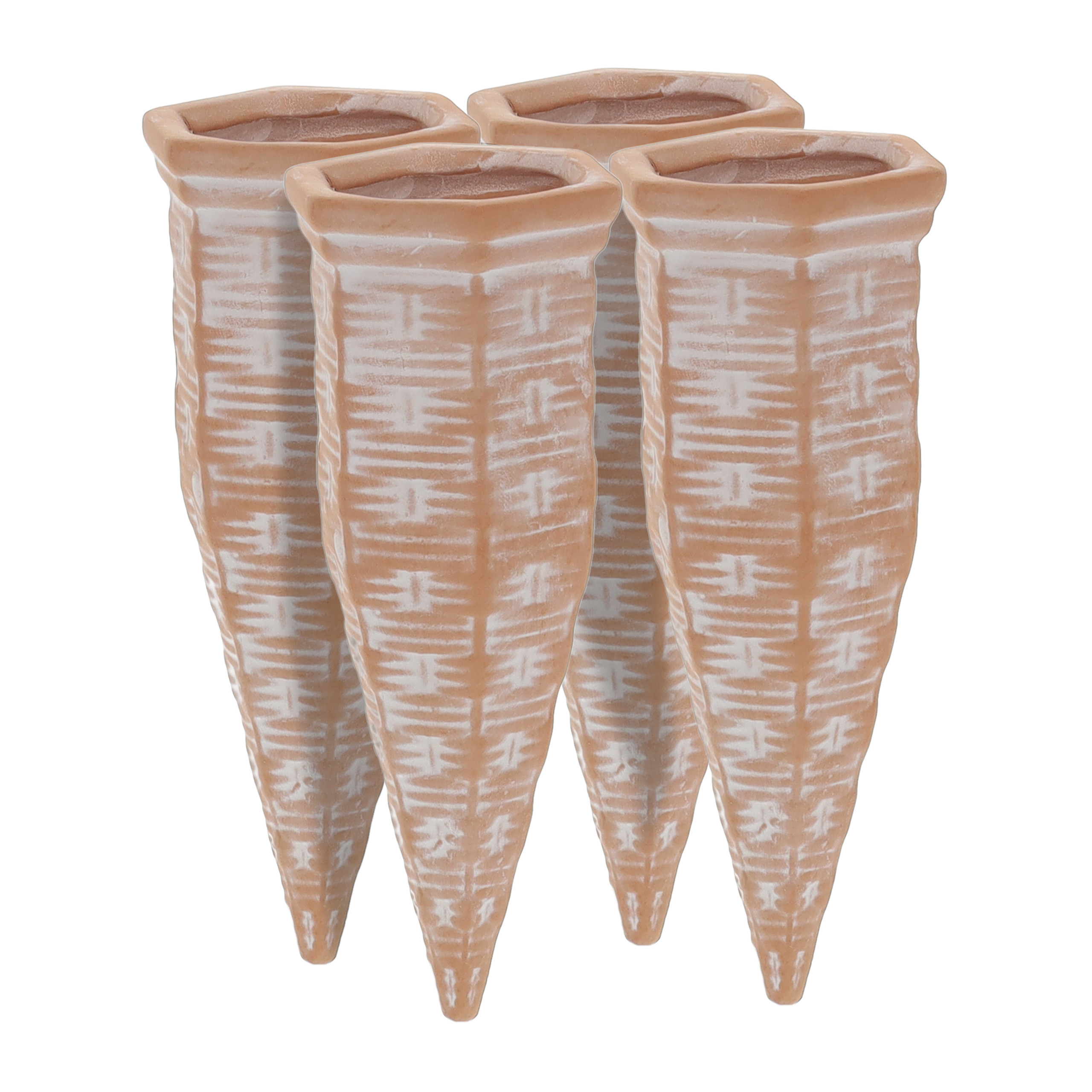 E-shop 4 x Tonkegel in Terrakotta/ Weiß - (B)5.5 x (H)13 x (T)5 cm
