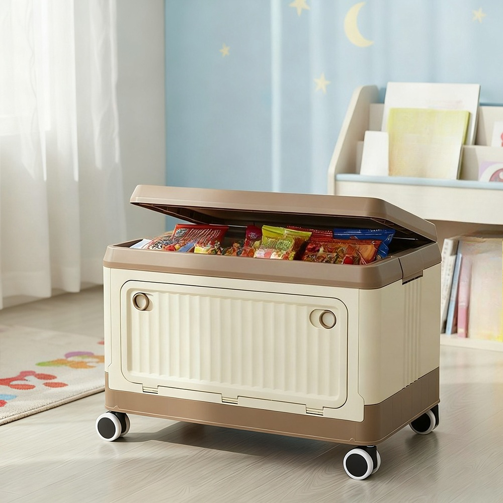 Collapsible Plastic Storage Bins with Magnetic Doors