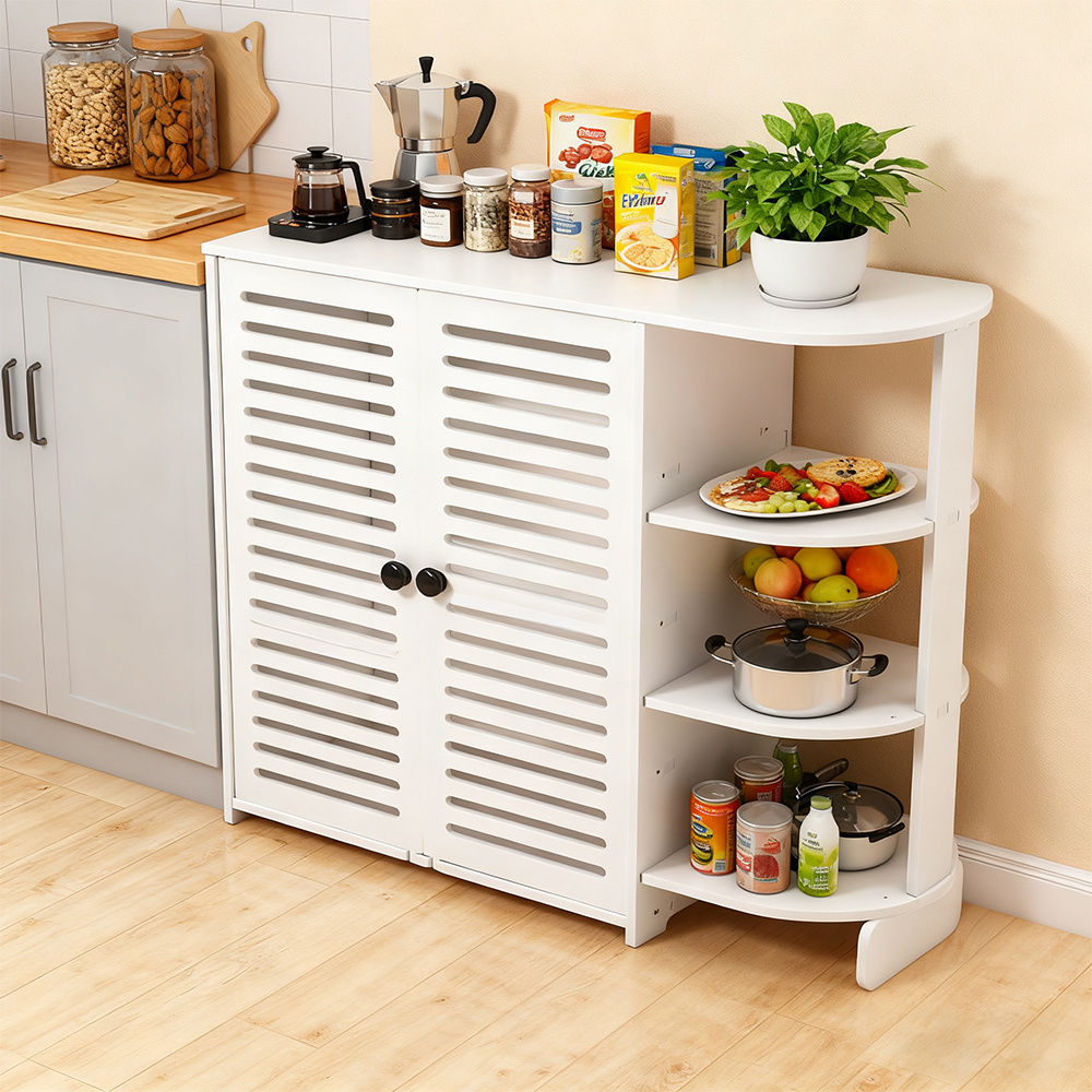 TEMU Kitchen Tableware Cabinet Storage Tableware Organizer Shelf Cupboard Half Corner Tableware Organiser For Food Fruits Tableware White