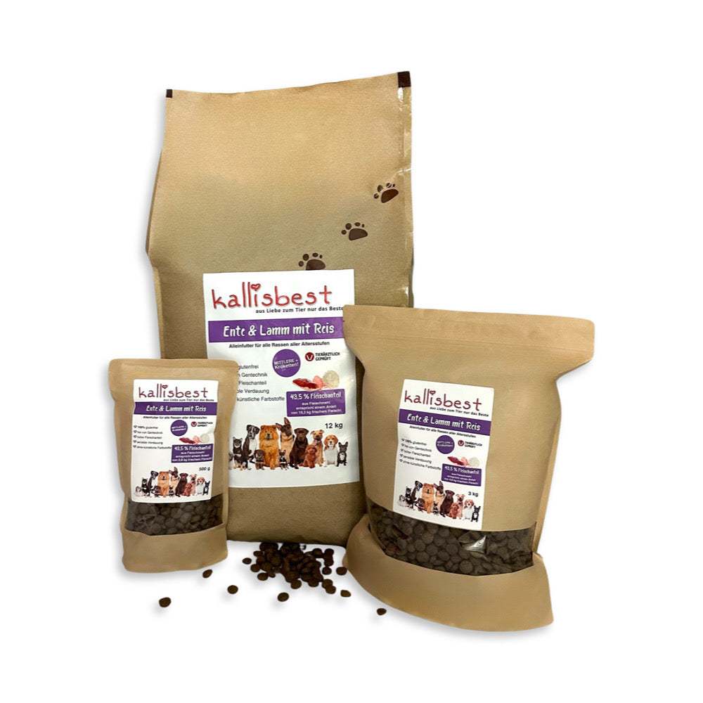Image of Duck & Lamb With Rice Medium 3kg For Dogs, Complete Food/dry Food, Meat From Free-range Farming, Chemical Additives And Preservatives, Kallisbest - Love For Animals , Administration Gmbh