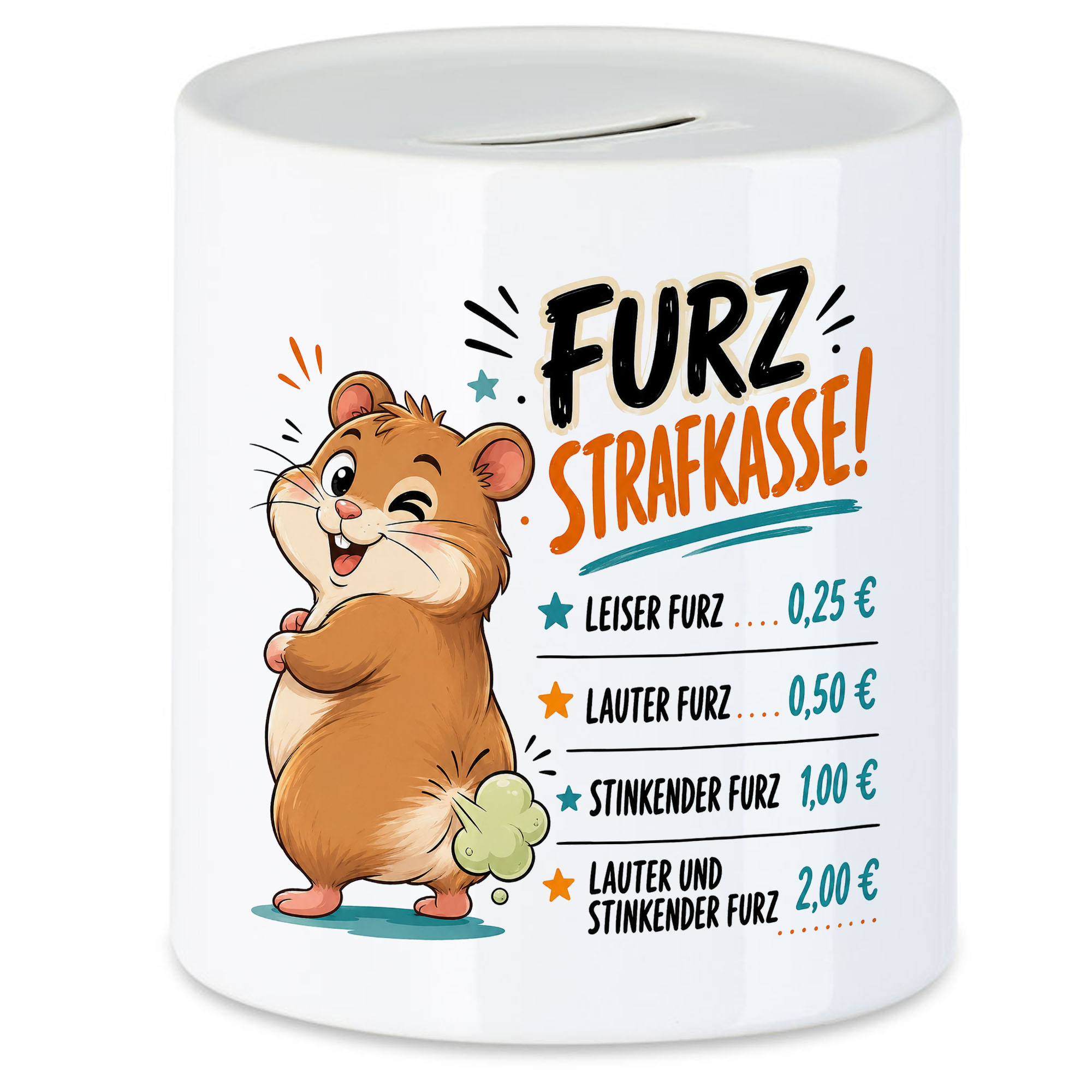 Funny Fart Piggy Bank With Hamster Design, Original For Men, Women, Colleagues - Humorous Wish- Joke Savings Jar
