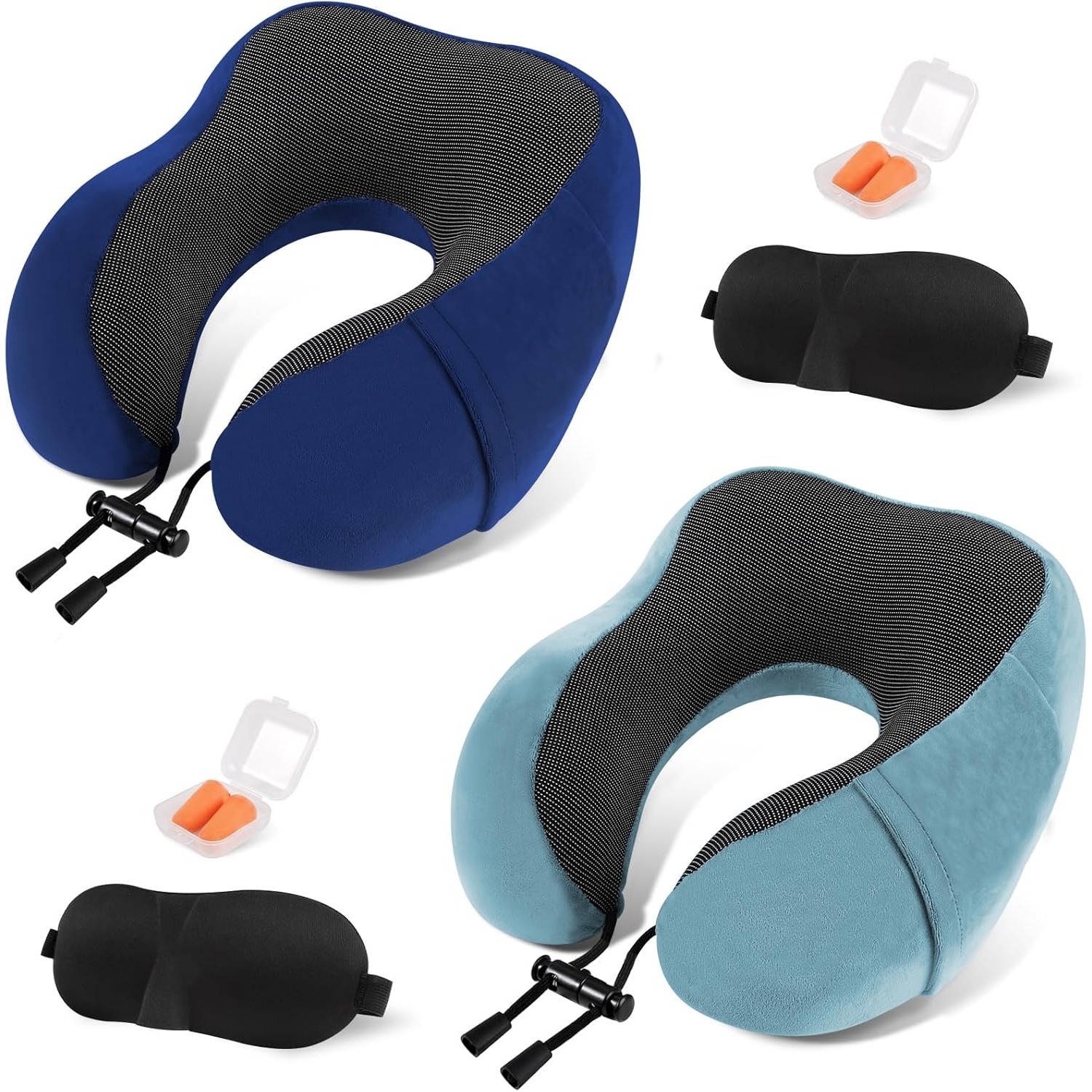 TEMU Pack Of 2 Ergonomic U-shaped Cervical Pillows With Storage Bag, Slow-rebound Memory Foam Technology, Machine Washable Cover, Lightweight And