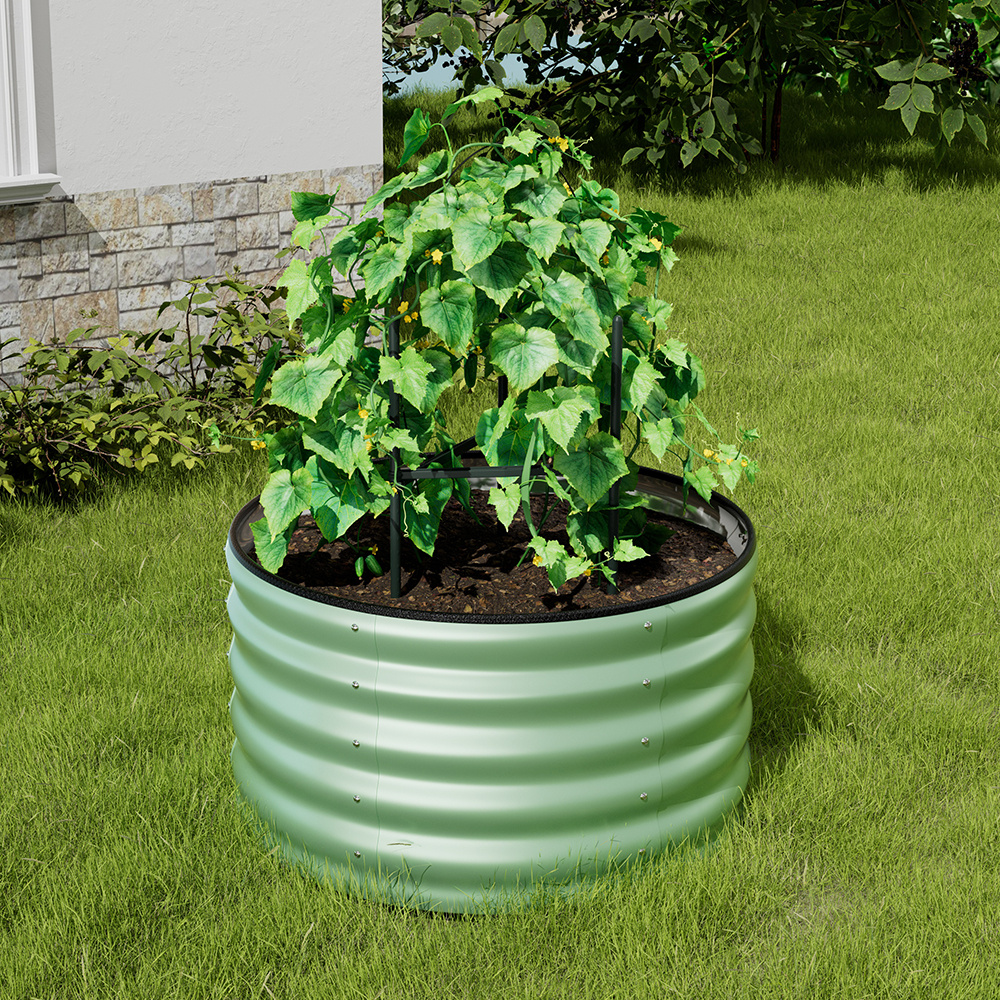 TEMU Rounded Raised Garden Bed Bottomless Elevated Planter Bed Rounded Large Flower Box Open Bottom For Outdoors Garden Lawn Yard Patios Light Green