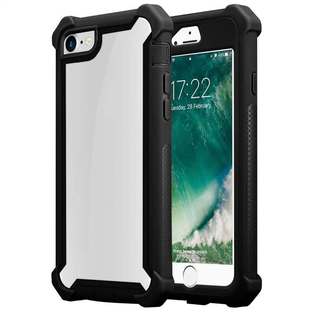 Case Compatible For Iphone 7 / 7s / 8 / Se 2020 2-in-1 Protective Cover With Tpu Silicone Edge And Acrylic Glass Back Case Cover Phone Case