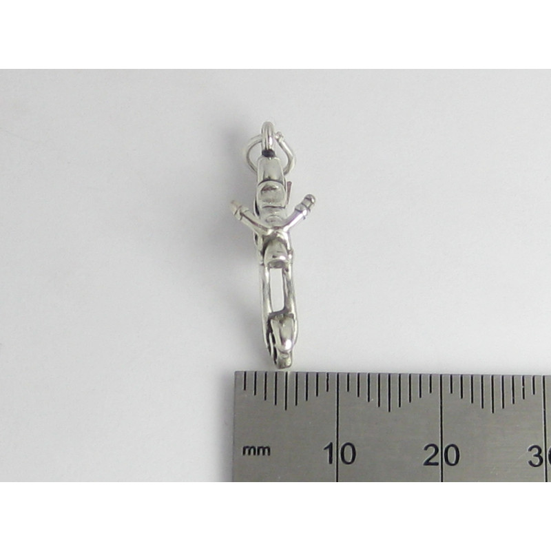 Chopper with Long Forks Motorcycle Sterling Silver Charm, Biker Gift