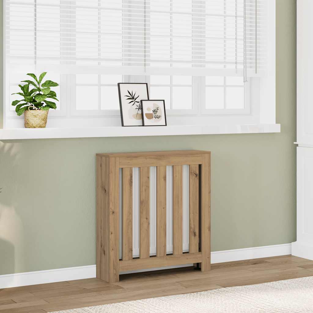 Image of Radiator Cover, Modern Slatted Design, Radiator Panel For Living Room, Heating Cover, Oak Wood Material