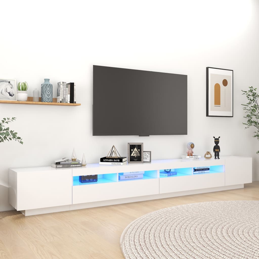 TEMU Meuble TV avec LED Blanc 300x35x40 cm | Meuble TV design, Meuble TV , Meuble TV moderne, Meuble TV blanc, Meuble TV avec LED