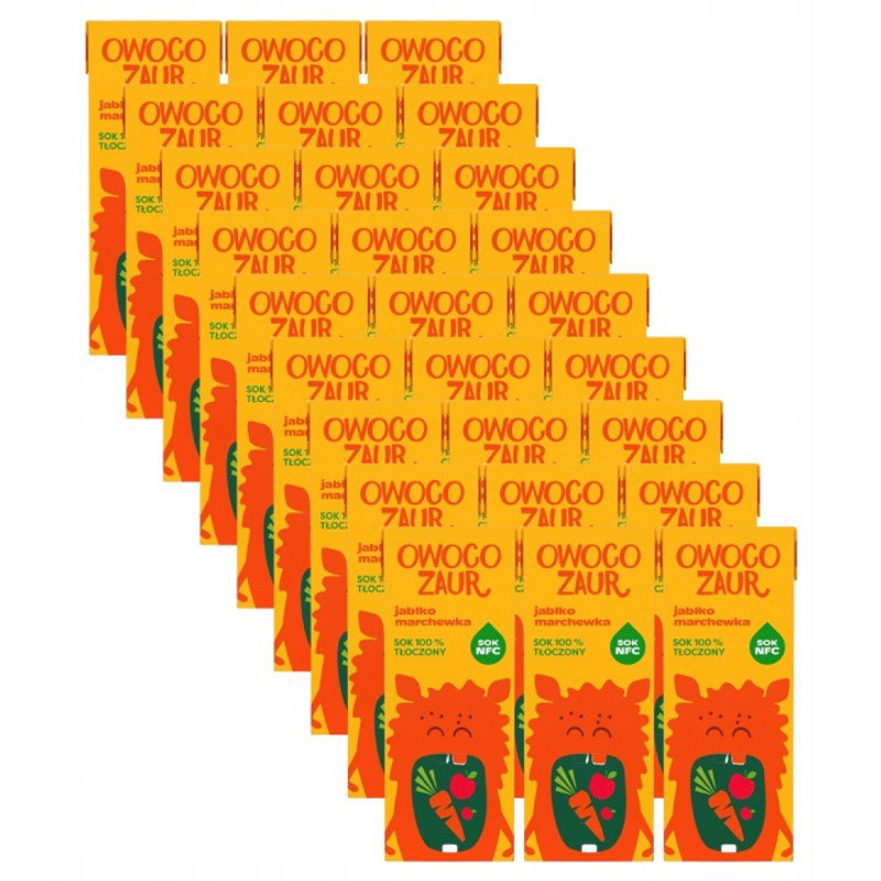 Image of Owocozaur Juice 100% Pressed Carrot 200 Ml X 27 Pieces