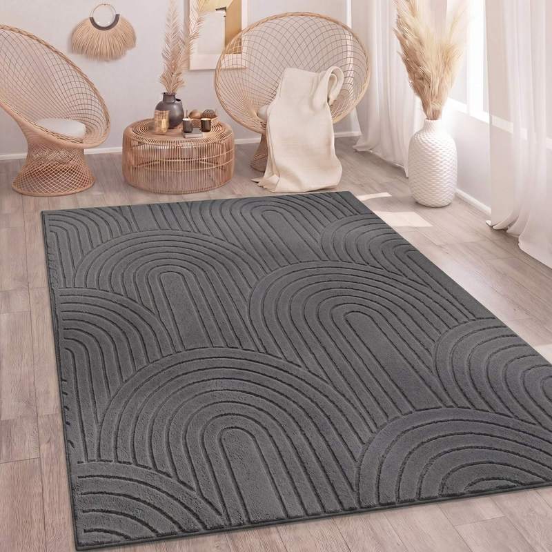 TEMU Wohnzimmer Teppich Schlafzimmer Hochflor Weich Waschbar -Optik Modern