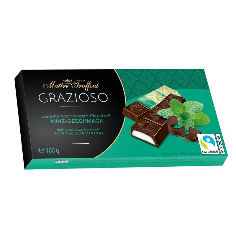 Maitre Truffout Grazioso Dark Chocolate With Mint Cream 100g (8x12.5g)