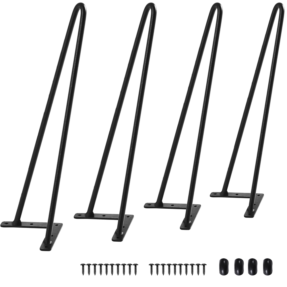 Image of Costoffs 4-piece Set Table Legs With 2 Rods, Table Slides, Furniture Feet With Screws, Hairpin Legs, Table Frame, Length 40 Cm For Coffee Table/stool/bench/chair