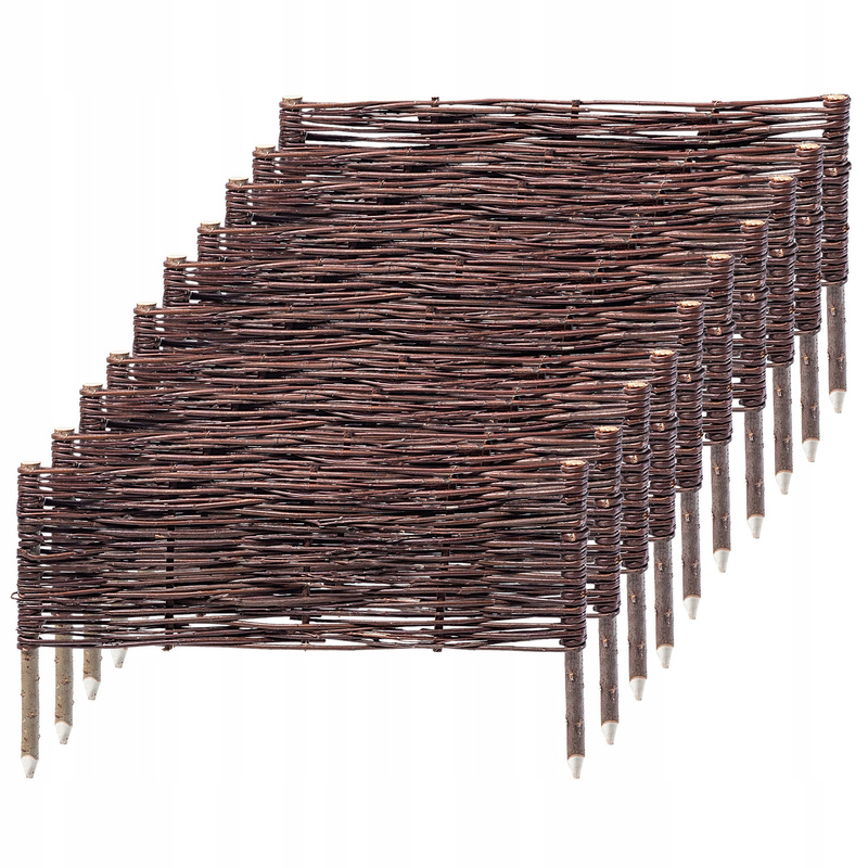 KADAX Rieten Tuinpalissade Grasrand Hek 60x30 cm Set van 10 stuks
