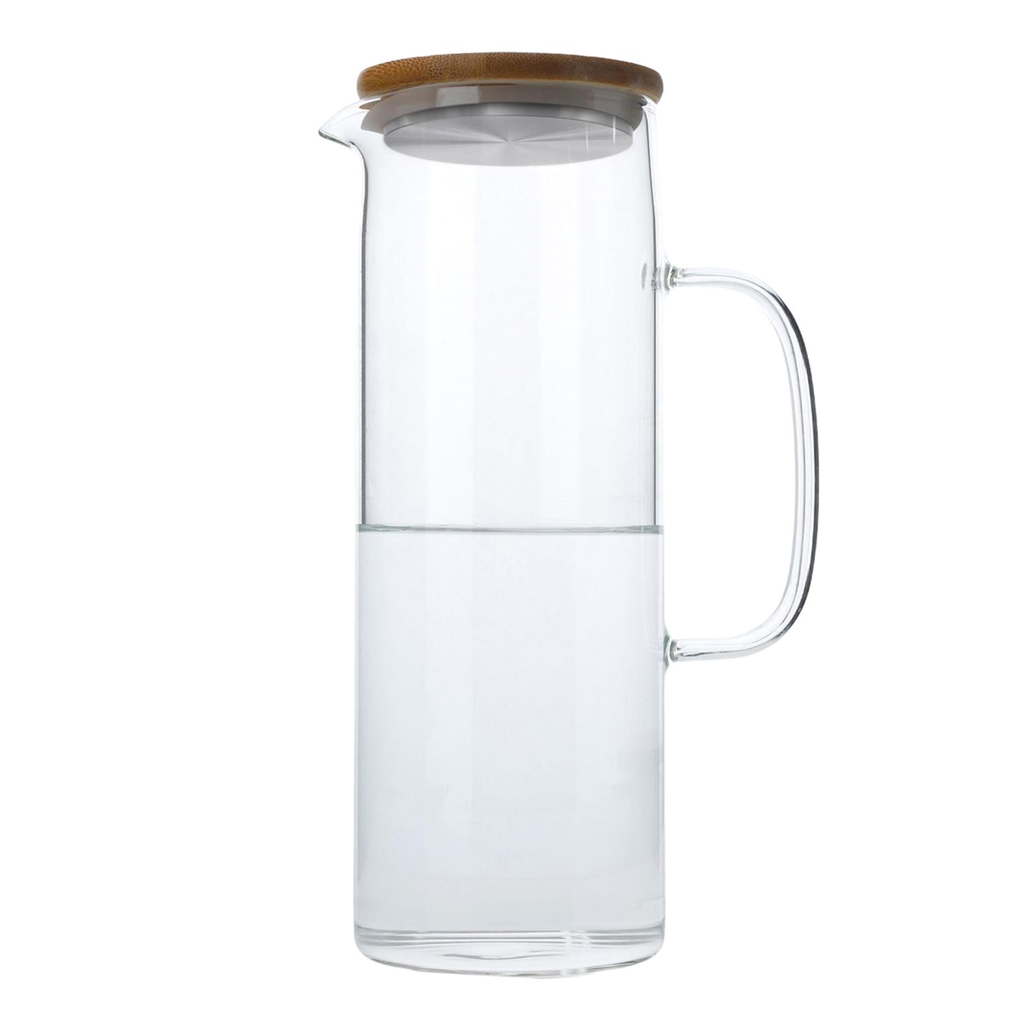 Image of Carafe With Bamboo Lid Transparent - 1.6l Jug Made Of Borosilicate Glass With Handle And Wooden Lid, Heat-resistant Suitable For Hot And Cold Drinks, Tea, Coffee, Water