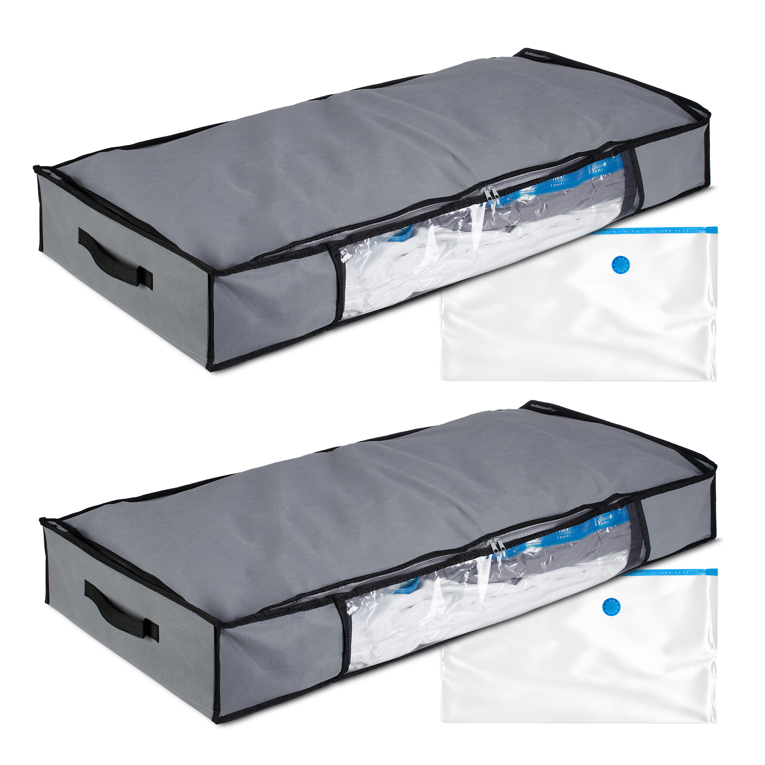 2 -bed Storage Drawers In Gray - (w)100 X (h)15 X (d)