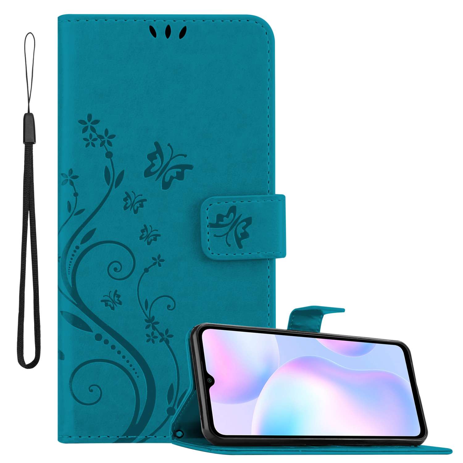 Image of Case Compatible For Xiaomi Redmi 9a / Redmi 9at Protective Cover With Magnetic Closure, Stand Function And Card Slots Flip Case Flower Cover Phone Case Foldable Case Book Bag