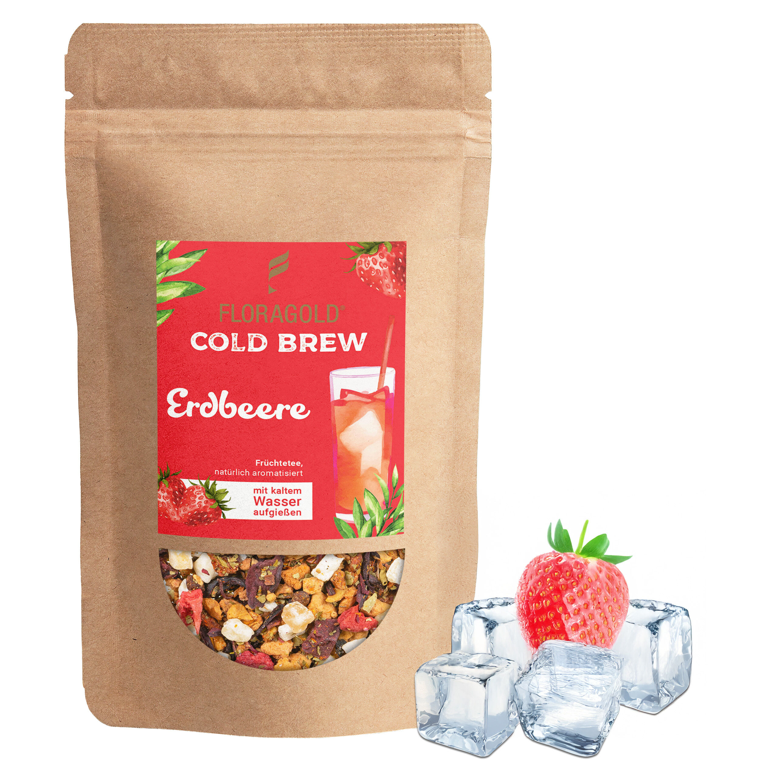 Strawberry Flavored Cold Brew Iced Fruit Tea | 100g | Brew Cold | Ready In 15 Minutes | Berry-fruity