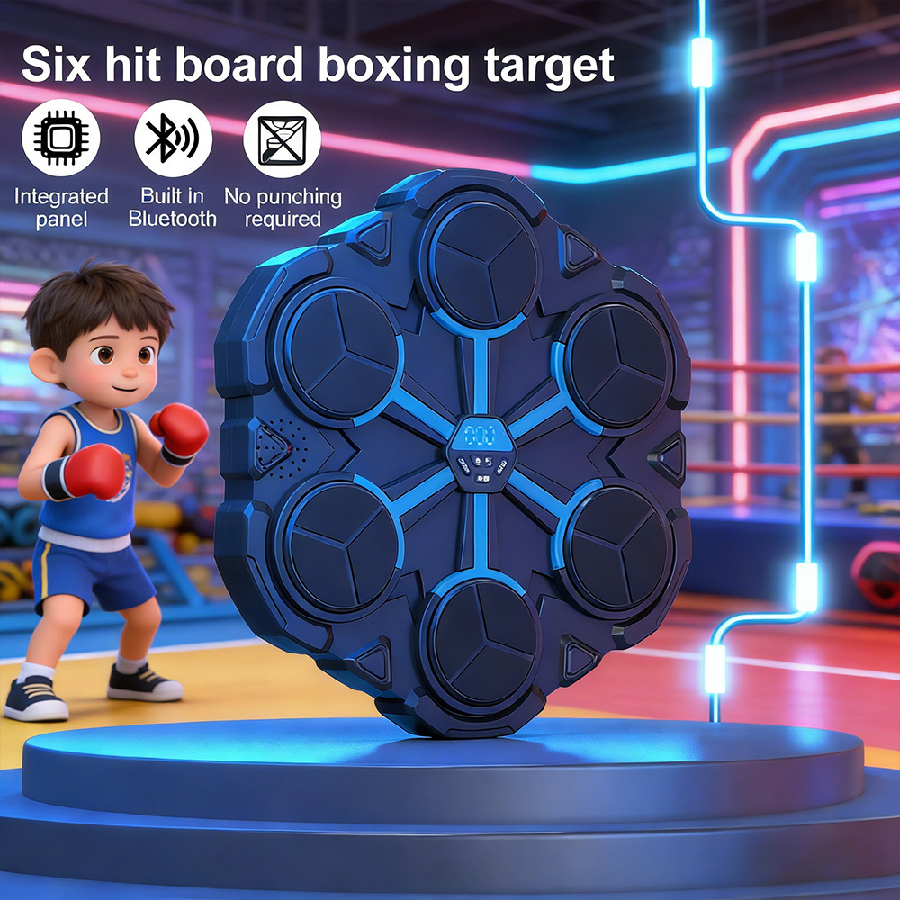Interactive 6-panel Music Boxing Trainer - Led Score Display & Adjustable Speed, No Punching Required Design, Ideal For Children Fitness And Party Games
