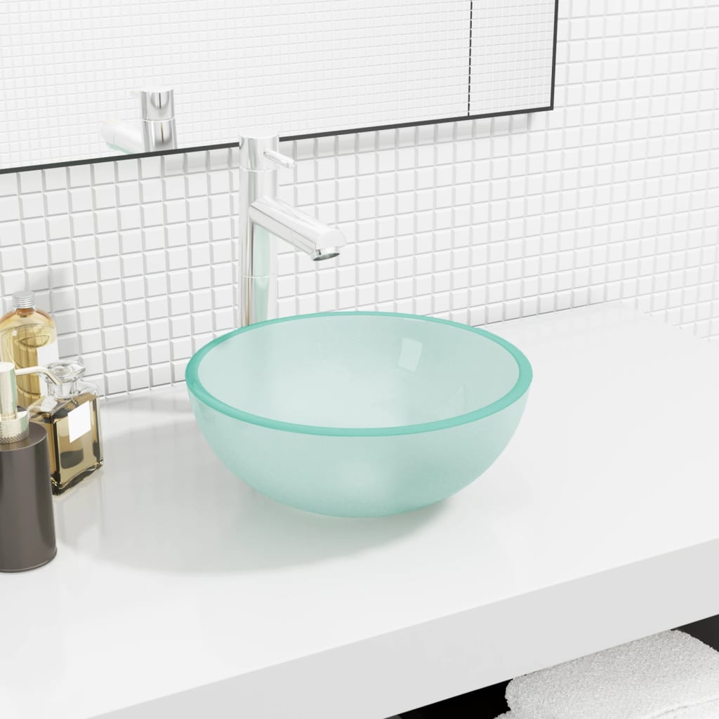 Image of Vidaxl Sink Glass Sink Vanity Sink Washbasin Bathroom Sink Washbowl Bath Washstand Hand Sink