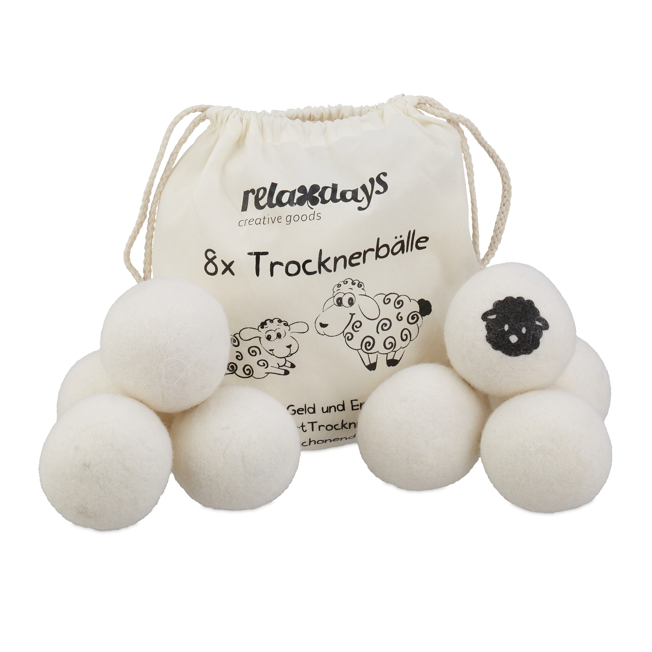 8 X White Dryer Balls - Ø 7 Cm