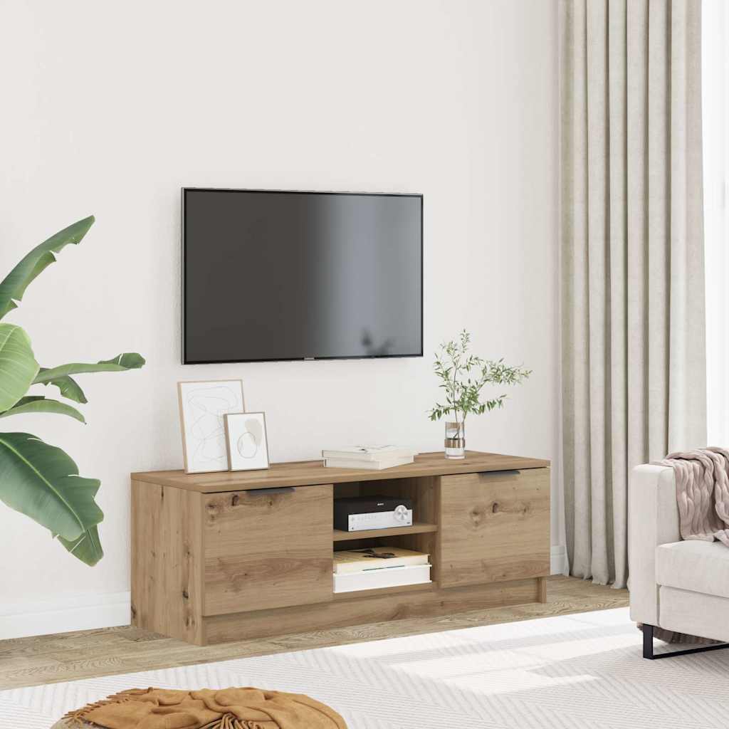 Image of Vidaxl Tv Cabinet - Oak 102x35x36.5 Cm Wood Material, Tv Furniture, Tv Board, Tv Sideboard, Tv Stand, , Tv Cabinet, Tv Table