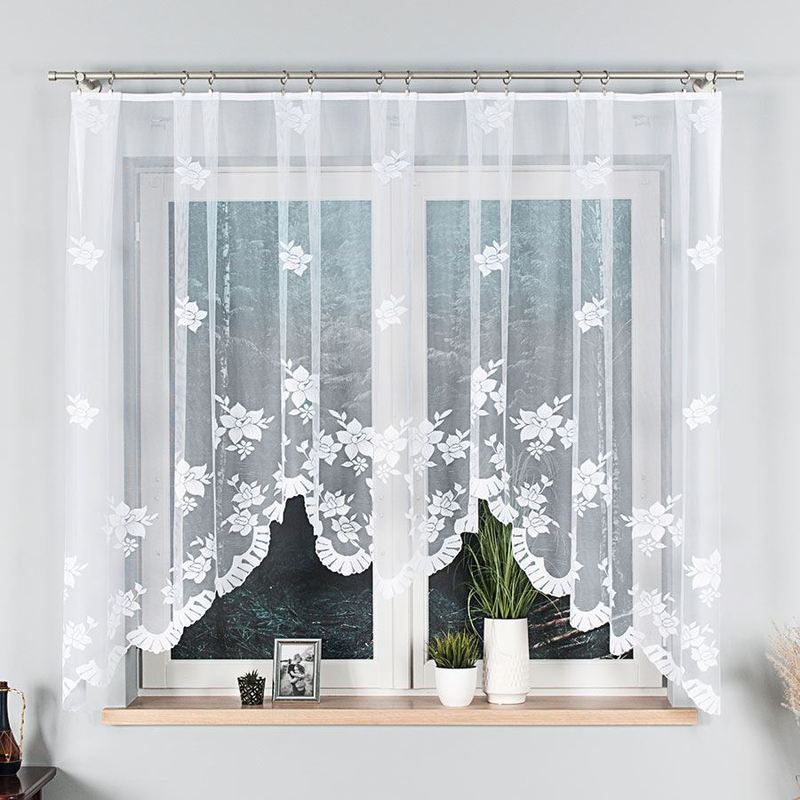 Irena - Frill Curtain With A Cut At - 310x160 Cm - White