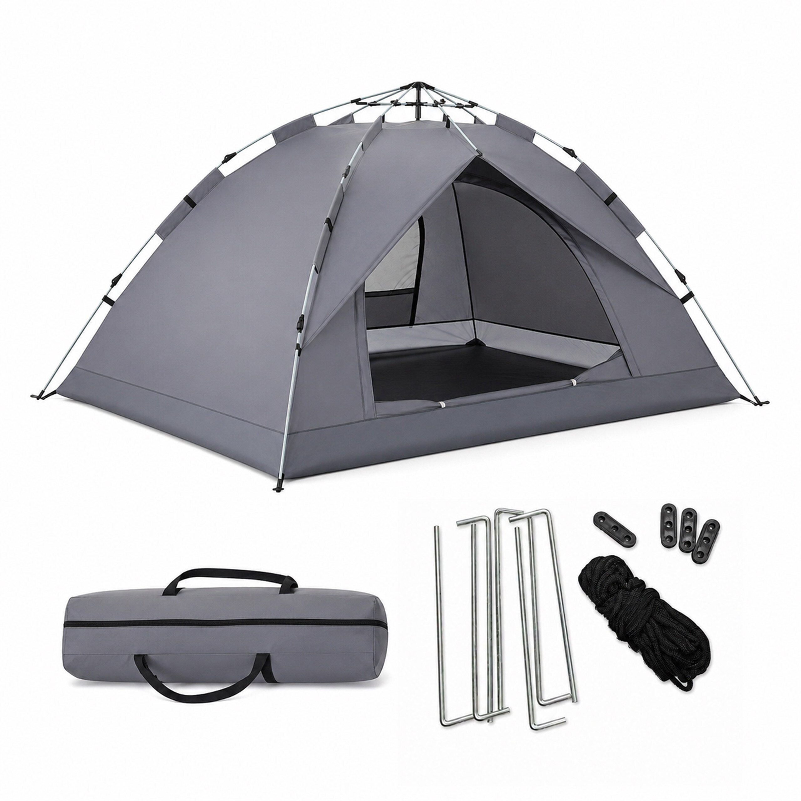 Gray Camping Tent - (w)200 X (h)135 X (d)200 Cm