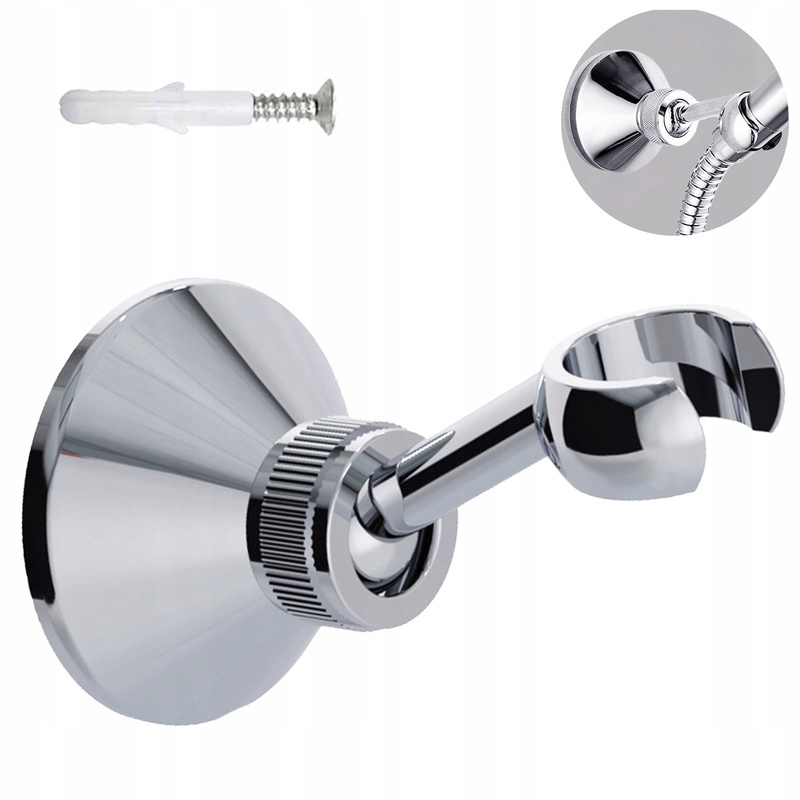 Image of Wall-mounted Shower Holder, Adjustable Metal For Hand Shower, Chrome