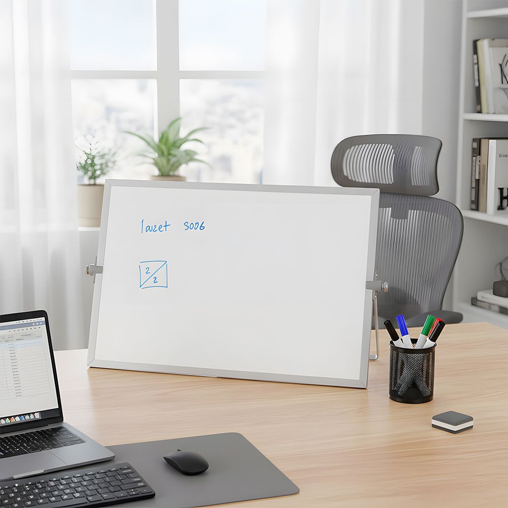 TEMU Magnetic Dry-erase Display Board With Whiteboard And Eraser, Double-sided Planning Board - Lacquered Panel With Durable Aluminium Alloy Frame,