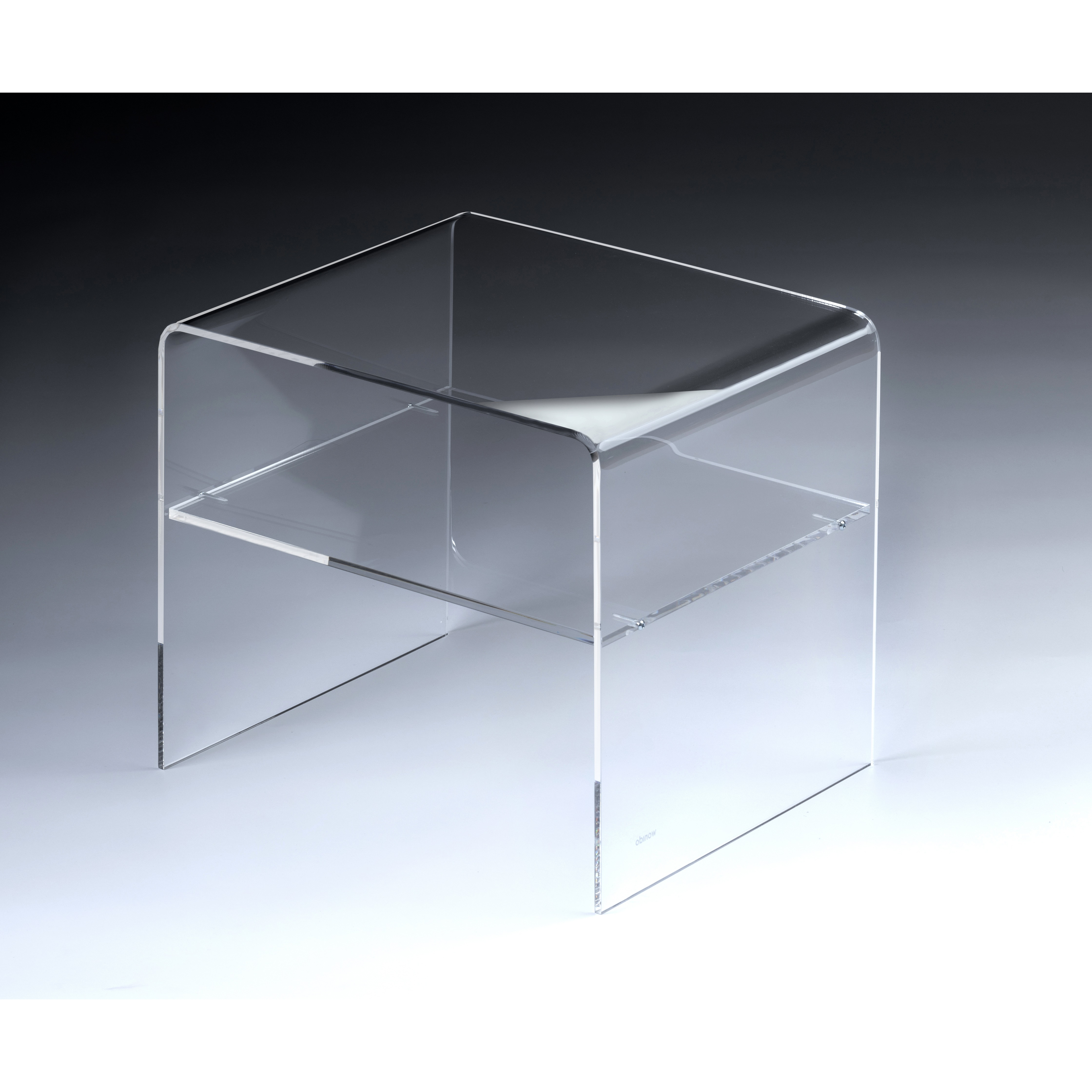 hochwertiger acryl-  beistelltisch mit ablagefach – transparent, h35 × b40 × t33 cm – 6 mm stärke, moderner tisch aus klarem acryl, belastbar bis 15 kg