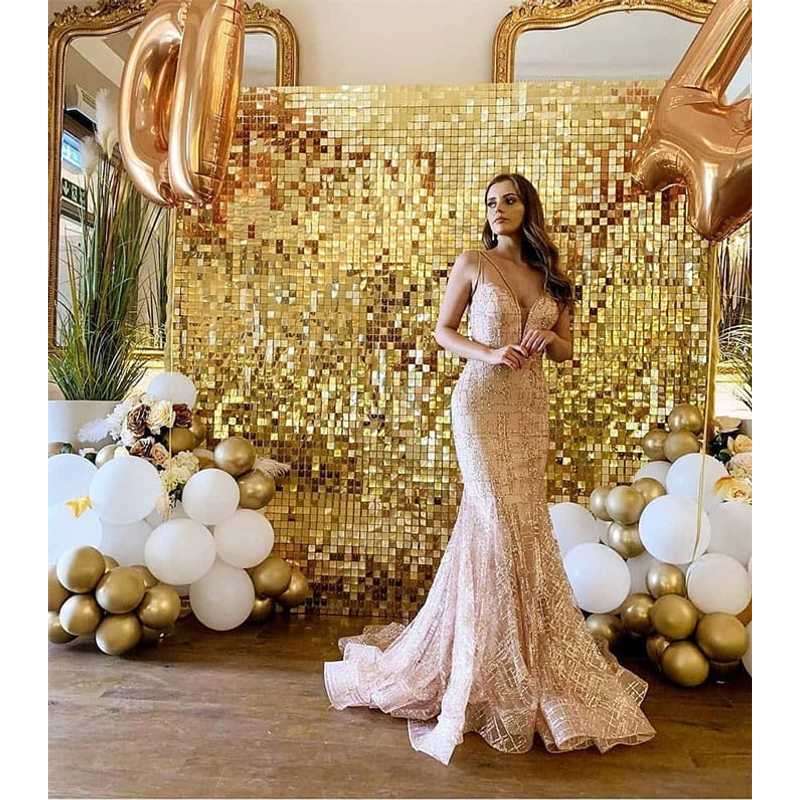 TEMU Gold Curtain Gold Rectangles 1x2m Photo Backdrop