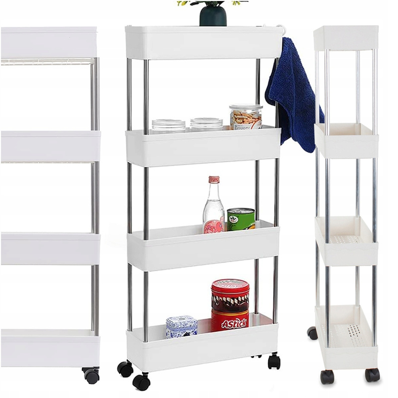 TEMU Bathroom Shelf Kitchen Cabinet Rolling Cart, Mobile, 4-tier, Order, Multifunctional For Bathroom, Kitchen, Office, Kids' Room, Provides