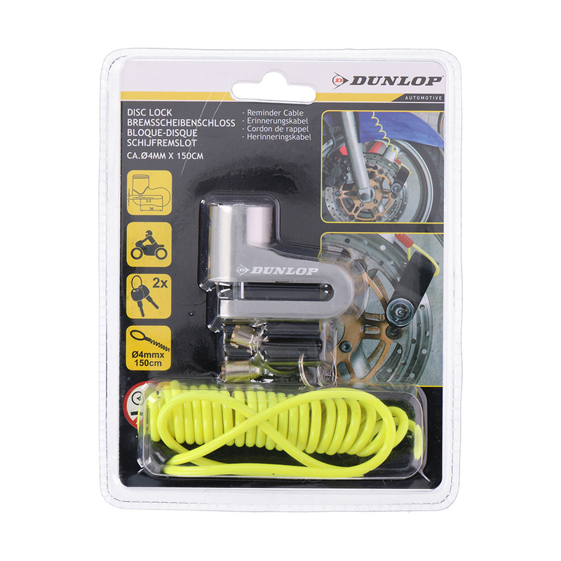TEMU Candado para disco de freno de motocicleta, 4 mm de diámetro, con cable de memoria de 1,5 m, para moto y bicicleta