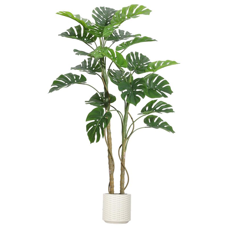 5ft Artificial Monstera Plant - Large Fake Cheese Plant With Realistic Leaves & Sturdy Ceramic Pot - Indoor Tropical Decor For Living Room, Office, Bedroom - No Maintenance
