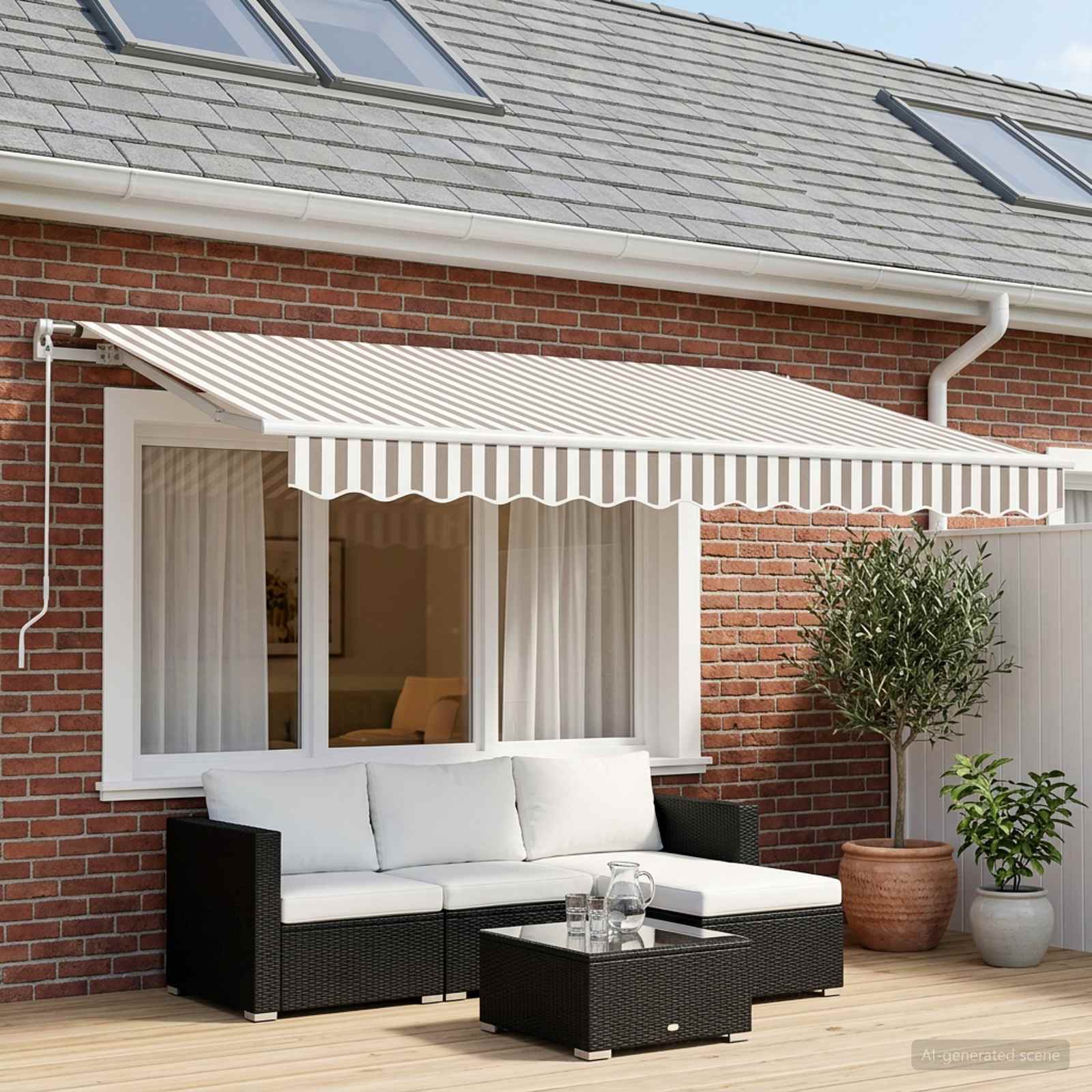 Image of Replacement Awning Fabric 3 X 2.5 M, Patio Awning Replacement With Valance, Outer Fabric 100% Polyester, And Easy To Care For