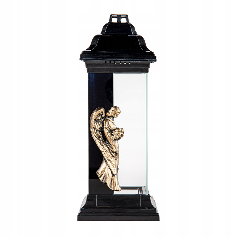 Image of Elegant Black Lantern Memorial Candle, 38cm Tall, Embellishment, Durable Outdoor Use, Commemorative Decoration
