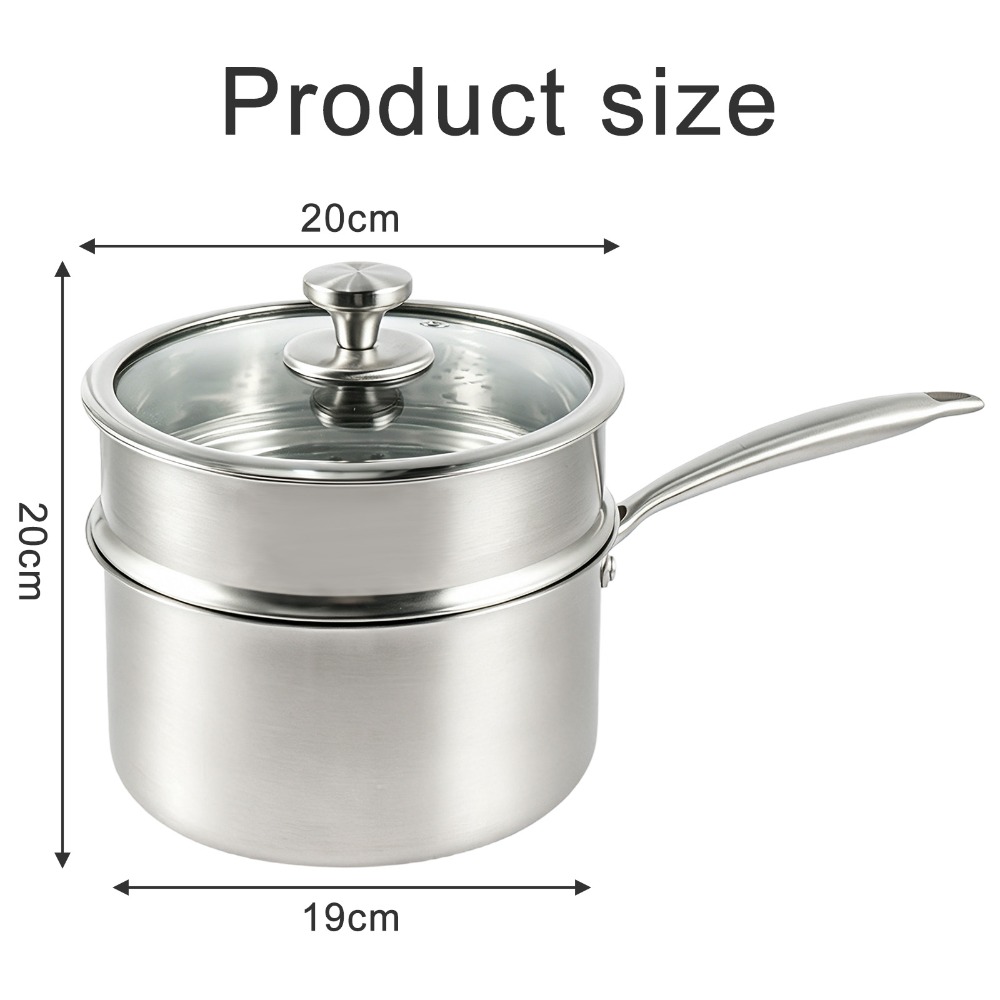 Stainless Steel Double Layer Steamer Pot with Glass Lid