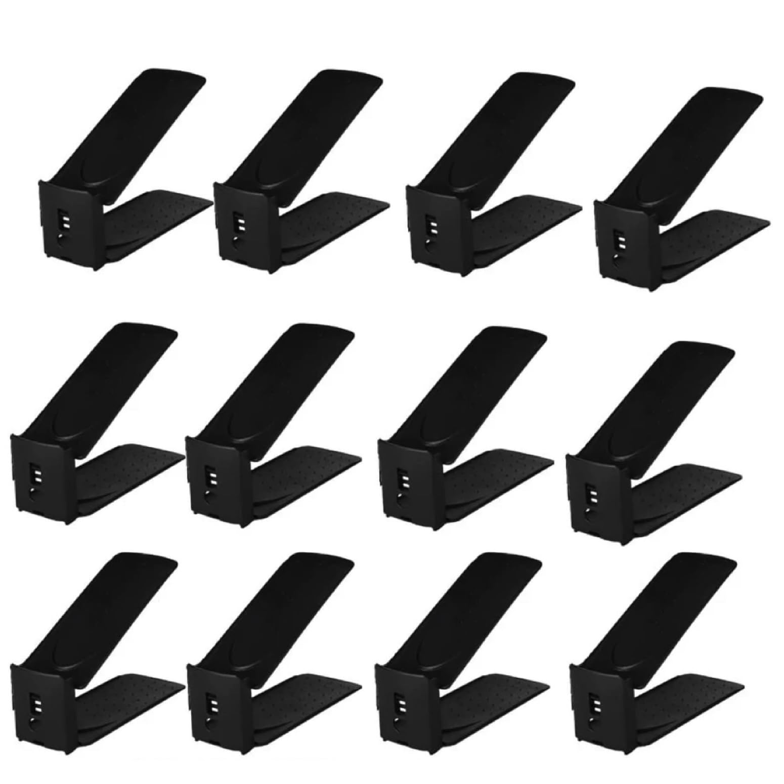 TEMU Pack Of 12 Pcs Shoe Slot Organise Storage Adjustable 3-level Height Shoe Organiser- Non-slip Space Saver Shoe Holder- Shoe Stacker For All Shoe