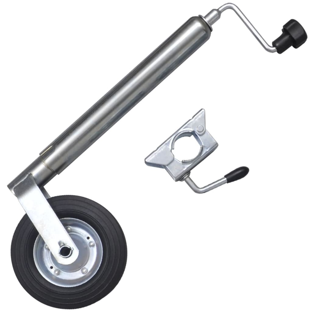 Vidaxl Argent 48 Mm Roue Jockey Avec 1 Collier Pour Remorque Caravane Fixations