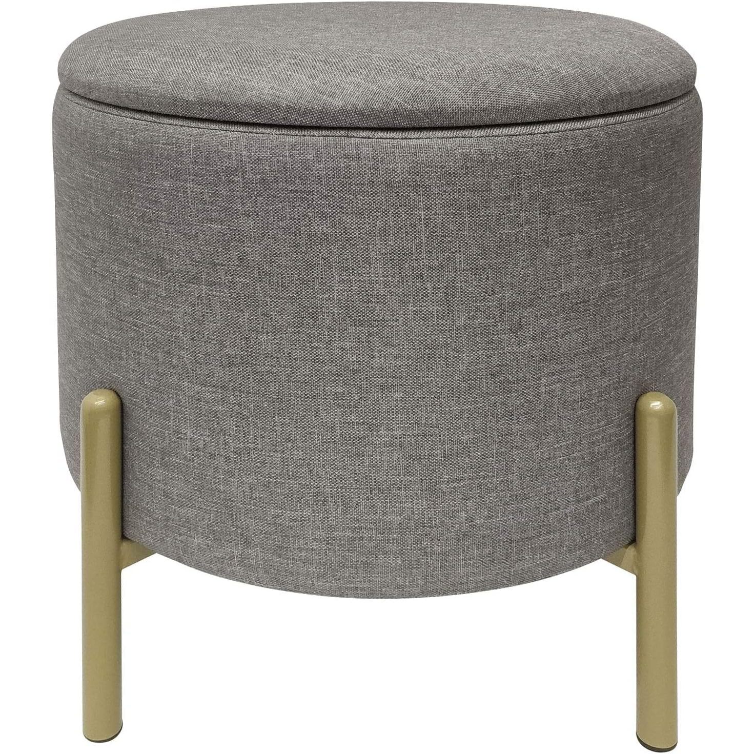 Real Work Stool "", With Storage, Removable Lid, Round Storage Chest, With Wooden Legs, Suitable For Bedroom And Living Room, Upholstered Seat, 40 X 40 X 40 Cm, Up To 150 Kg, Cream