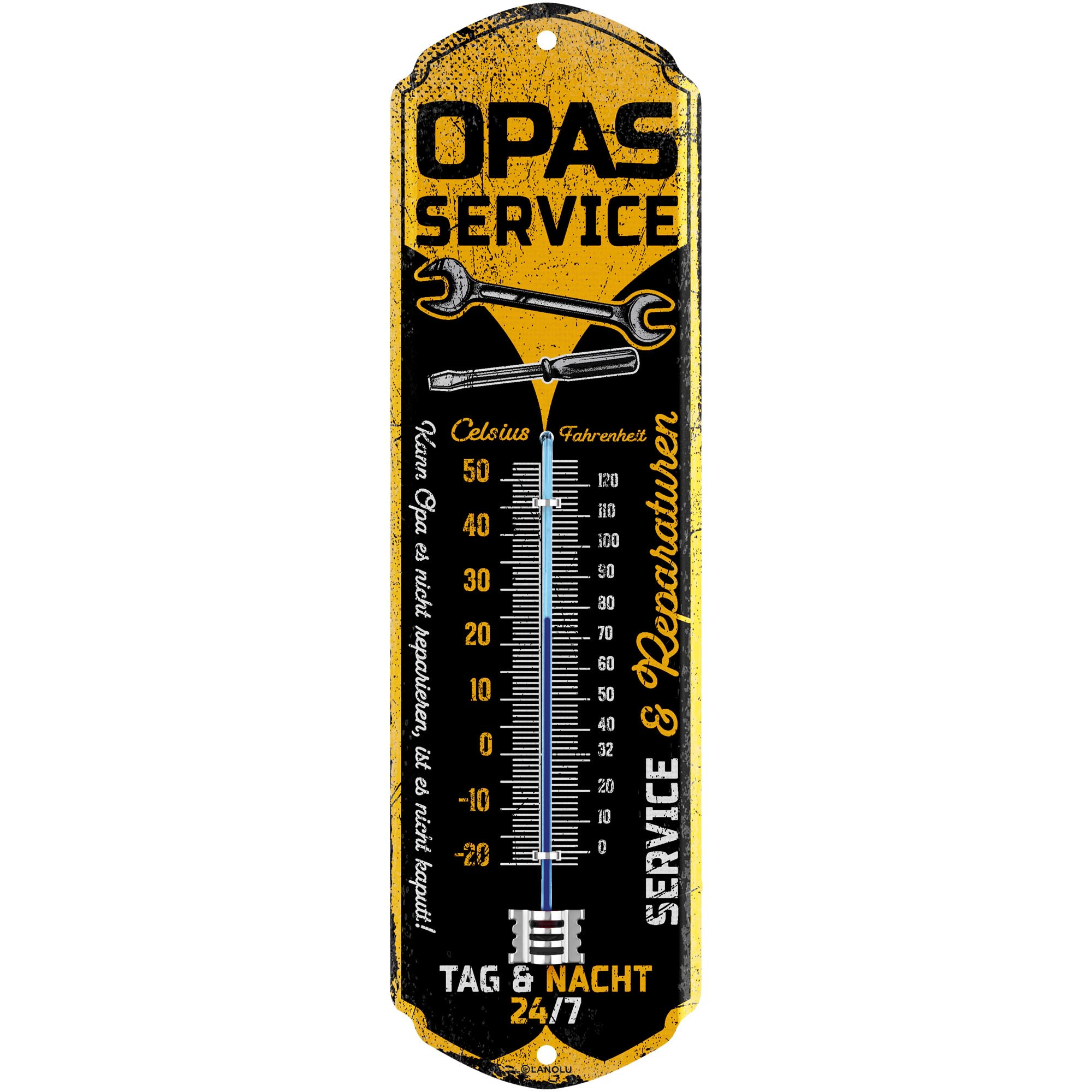 Image of Service Thermometer Sign Workshop Grandpa Father's Day Gift - Funny Workshop Decor With Saying - Vintage Metal Sign 8x28cm Classic Edition