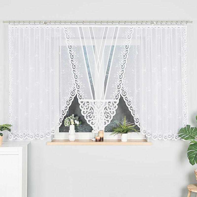 Jacquard White Curtain 450x160 Cm