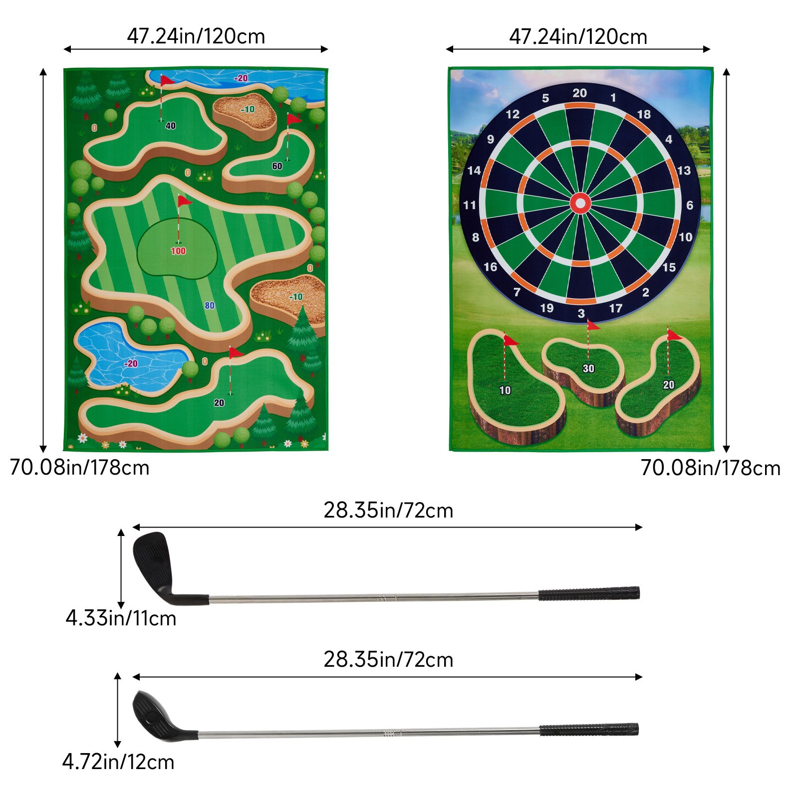 Golf Practice Set with Sticky Game Mat and Clubs