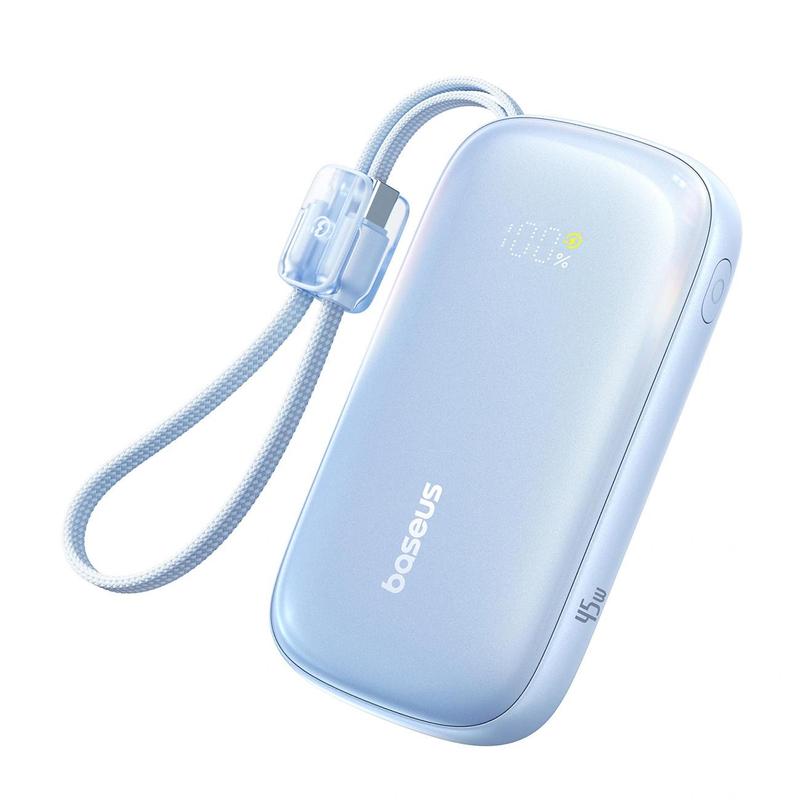 Image of Baseus Fc21 Qpow 3 Ultra 10000mah 45w Power Bank With Detachable Usb-c/lightning Cable - Blue