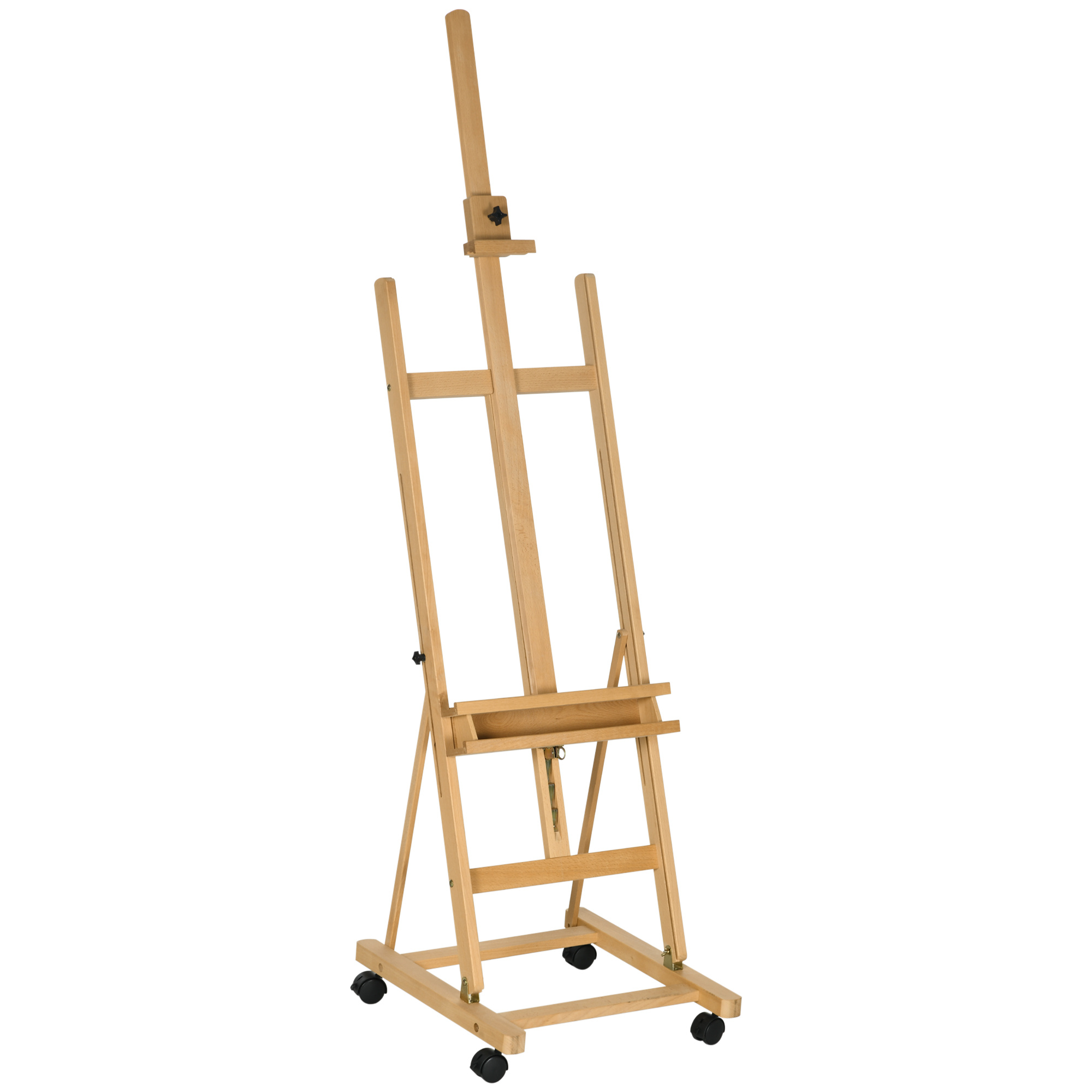 TEMU Vinsetto Caballete de Pintura Plegable, 238 cm, Caballete de Madera con Ruedas, Altura Ajustable, Bandeja, para Adultos, Artistas, Pintor, ,
