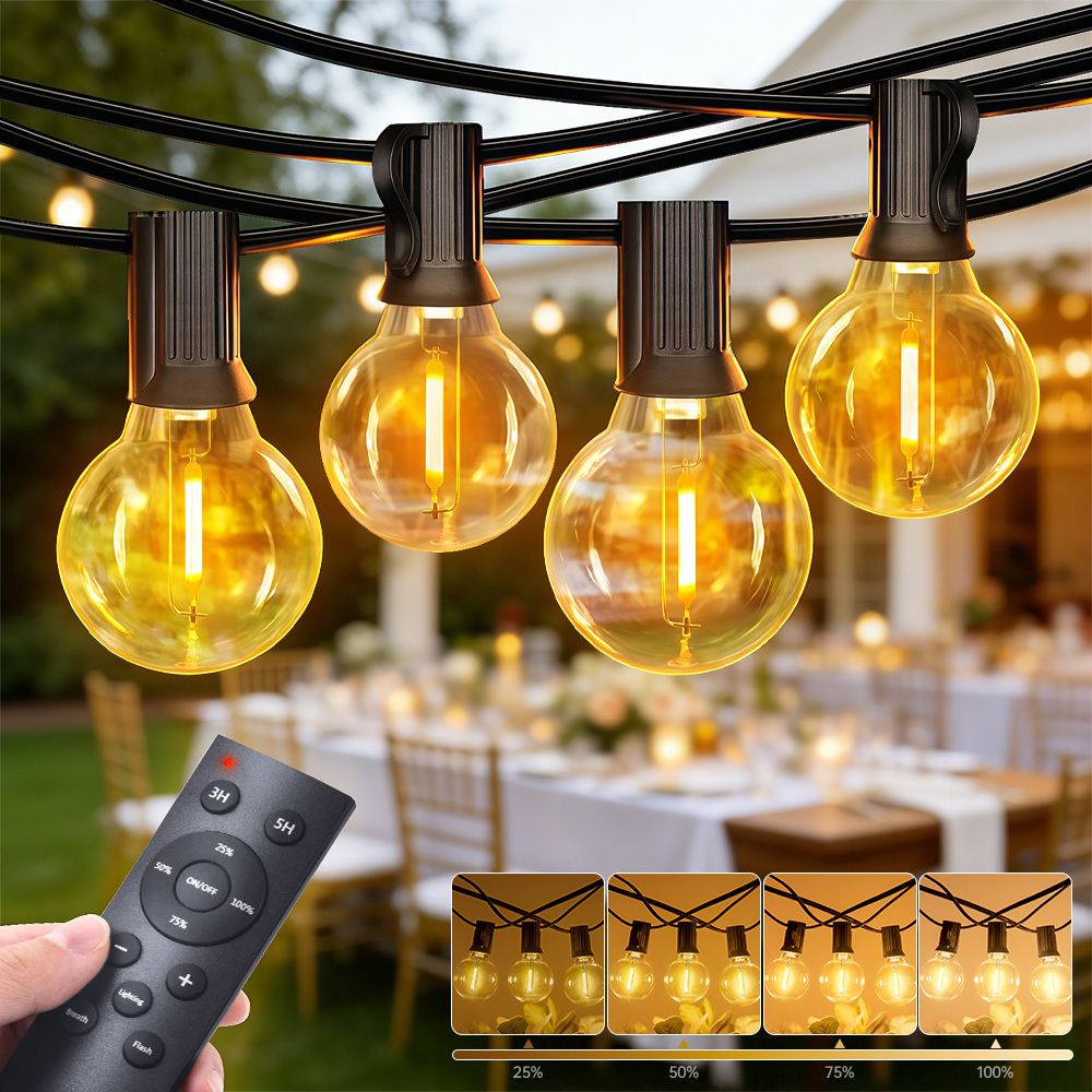 Image of Led Outdoor Fairy String Lights - Warm White String Lights, 50/65.78/98.1/100/147.97/196.65ft (15.25/20.05/29.9/30.49/45.1/59.94m), 4 Lighting , Ip65, For Garden Balcony Gazebo Patio Wedding Party