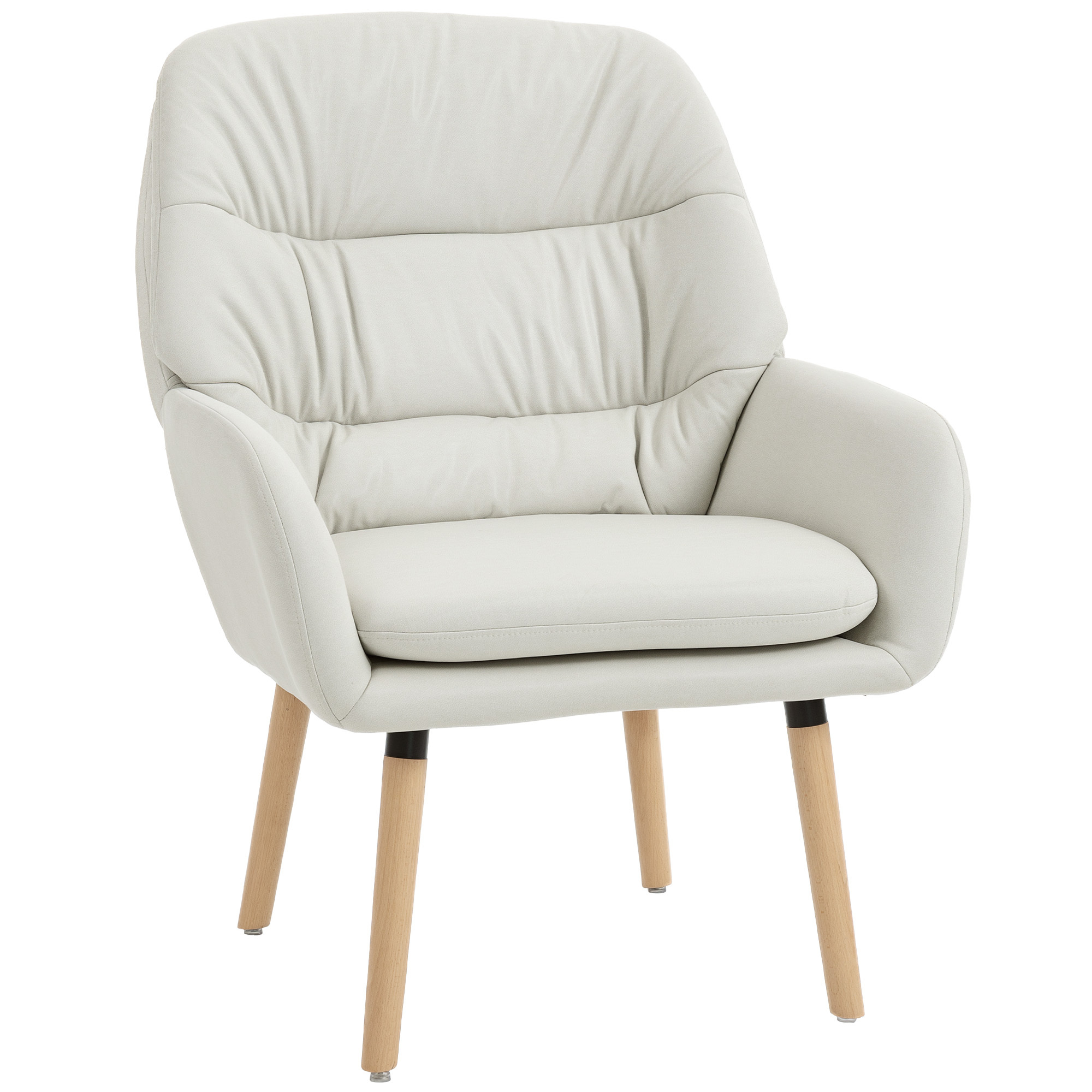Image of Homcom Modern Living Room Armchair, Double-layer Padded, Synthetic Leather Upholstery, Wooden Legs, Reading Chair For Bedroom, Office, Study, 68x74x89 Cm