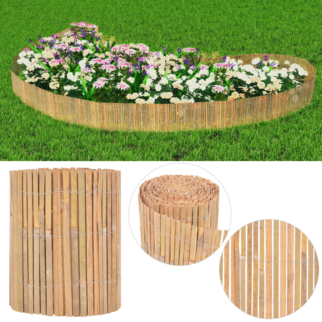 Image of Vidaxl Garden Fence Bed Edging Lawn Border Mowing Edge Bamboo Fence Decorative Fence Lawn Garden Bamboo 1000×30cm Natural